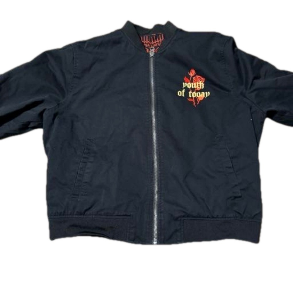 Forever 21 Your Of Today Bird Embroidered Black Red Jacket Men Size XL